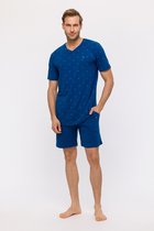 Woody pyjama heren - blauw met zeilbootjes all-overprint - 241-11-MVS-Z/926 - maat S