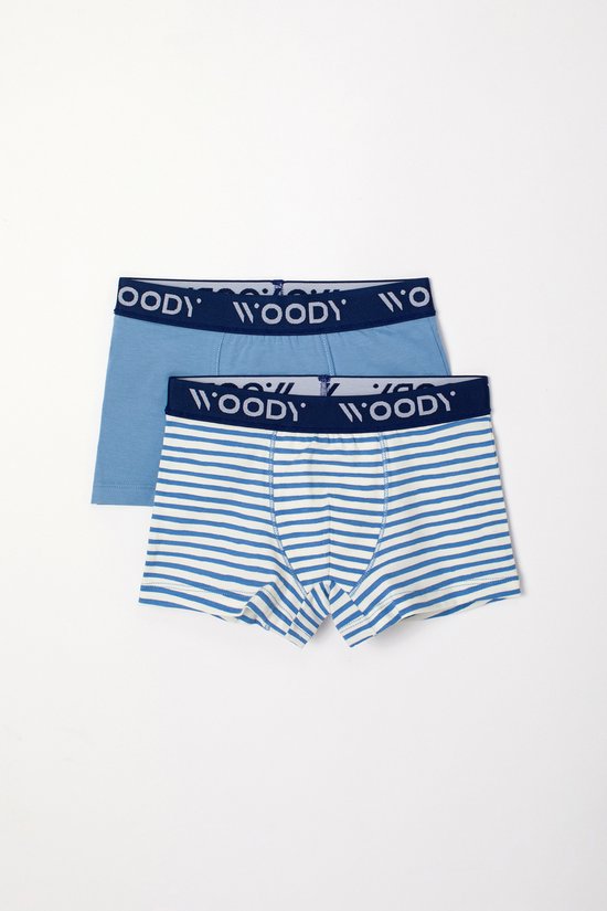 Woody Jongens Boxer blauw-witte streep + - maat 152/12J