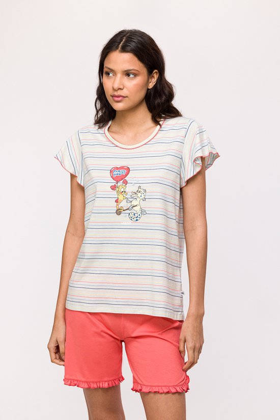 Woody Meisjes-Dames Pyjama multicolor streep - maat XXL