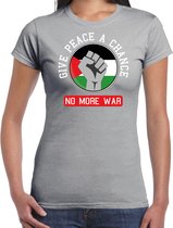 Bellatio Decorations Protest T-shirt voor dames - Palestina - give peace a chance - grijs - vrede XXL