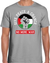 Bellatio Decorations Protest T-shirt voor heren - Palestina - give peace a chance - grijs - vrede S