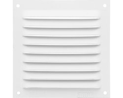 AMIG Ventilatierooster/muurrooster - 100 x 100mm - aluminium - wit - schoepenrooster