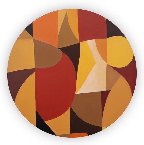 Moderne kunst - Niet-figuratief wandcirkel - Rond schilderij Kantoorruimte - Muurdecoratie kinderkamer - Wandcirkel - Woonkamer accessoires - 40 x 40 cm 3mm