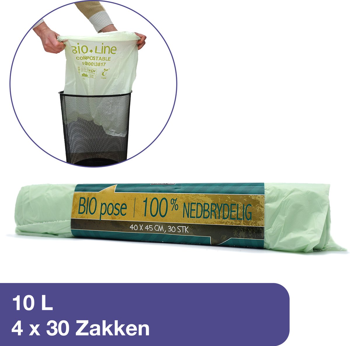 Goedkoopste ABENA Biozakken (120 stuks) - 10 Liter biologisch afbreekbare afvalzakken. Transparant, composteerbaar en milieu vriendelijk. Pak van 120 zakken (4x30) - 40x45cm - Geschikt voor GFT-afval
