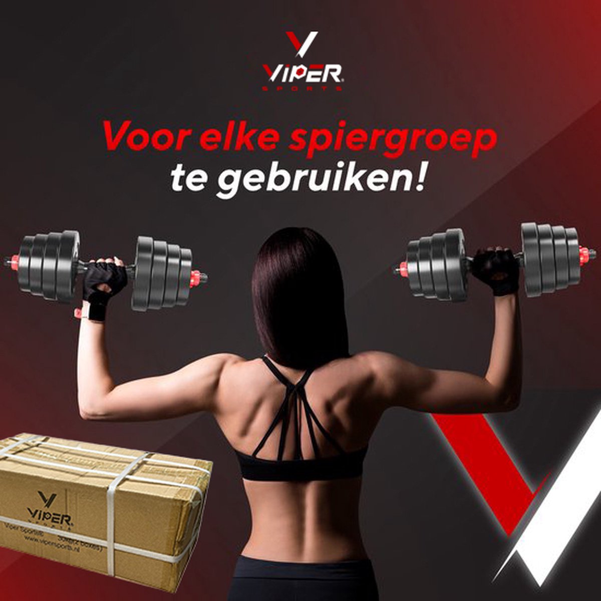 Verstelbare Dumbbell Set tot 40kg – Professionele 2-in-1 Halterset met gewichten- 2x20kg – Krachttraining – Fitness Halterstang – Dumbells - Viper Sports - Rood – foto 6