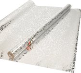 2x Inpakfolie/cadeaufolie zilver metallic klassiek design 150 x 70 cm per rol - kadofolie / cadeaufolie