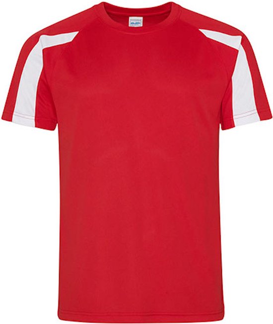 Just Cool Vegan Unisex T-shirt 'Contrast' met korte mouwen Red/White - L