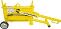 Gele klinkerknipper met twee wielen, twee handgrepen en de tekst '7 YEAR WARRANTY'.