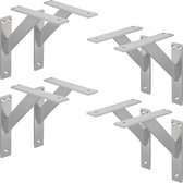 ML-Design 8 stuks plankdrager 180x180 mm, zilver, aluminium, zwevende plankdrager, plankdrager, wanddrager voor plankdrager, plankdrager voor wandmontage, wandplankdrager plankdrager