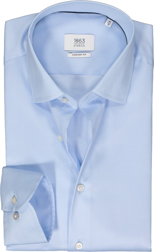 ETERNA comfort fit overhemd - twill - lichtblauw - Strijkvrij - Boordmaat: 45