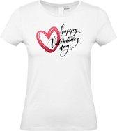 Dames t-shirt Hartje Happy Valentines Day | Valentijn cadeautje voor haar | Valentijn | Valentijnsdag voor vrouwen | Wit Dames | maat XS
