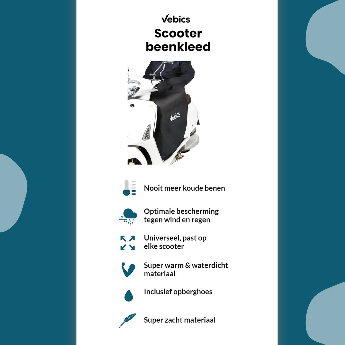Vebics Beenkleed Scooter - Universeel - Beenkleed - Waterdicht & Winddicht - Beenkleed scooter Universeel - Beenkleed scootmobiel - Beenwarmer scooter - Beendeken scooter - Beenhoes scooter - Incl opbergtas – foto 4