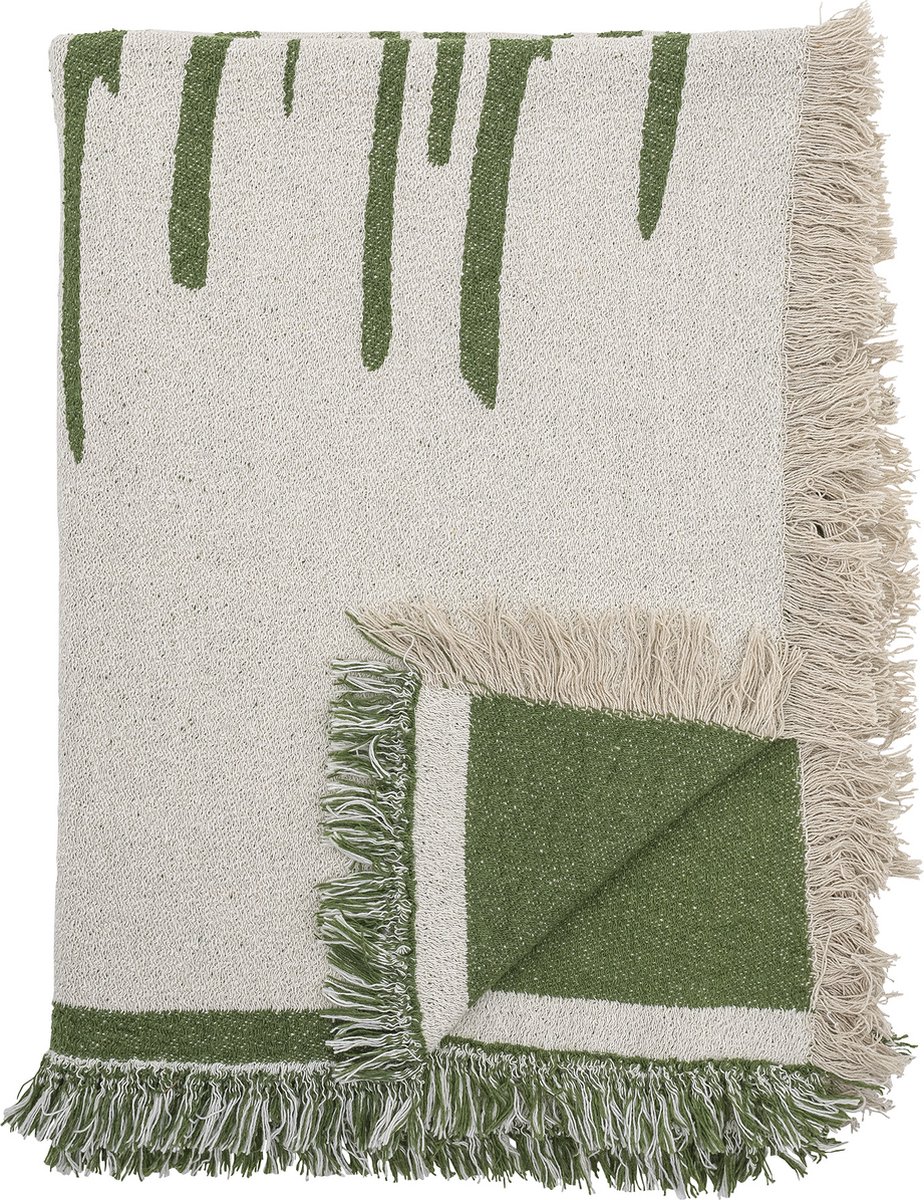 Haxby Plaid - Gerecycled katoen - Groen / gebroken wit - 130x160 cm