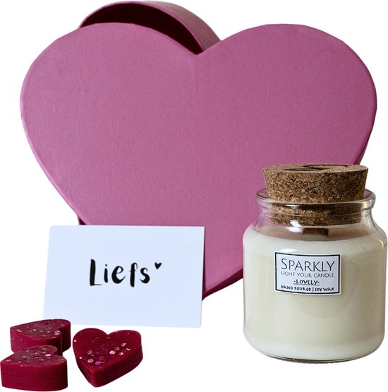 Sparkly Candles | Valentines Box Pink | 100% Natuurlijk & Handgemaakt van Sojawas | Valentijn Cadeau