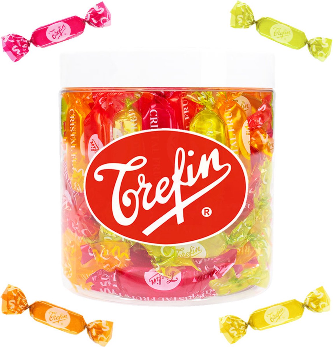 Trefin Cristal fruit - nostalgisch hard snoep - met framboos, citroen, mango en perzik smaken - 450g