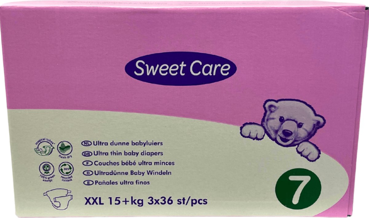 Goedkoopste Sweetcare Luiers Maat 7 - 108 Luiers Maandbox