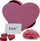 Sparkly Candles | Valentines Giftbox Pink | 100% Natuurlijk & Handgemaakt van Sojawas | Valentijn Cadeau