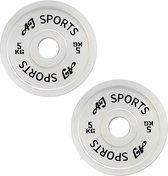 AJ- Sports Poids 5 kg - 2 Pièces - Disque de poids 50 mm - Jeu de poids - Haltères - Jeu d'haltères - Haltères - Banc de musculation - Fitness - Musculation