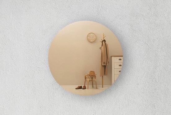 Ronde Spiegel - Halspiegel - Brons - Diameter: 60 cm - Dikte: 4 mm - In Nederland Geproduceerd - Incl. Spiegelmontageset - Top Kwaliteit Wandspiegel Zonder Lijst