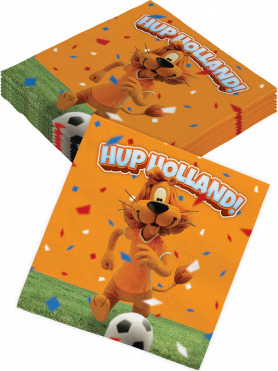 Servetten 8 STUKS Loeki de Leeuw - Oranje - Nederlands Elftal - EK 2024 - Koningsdag