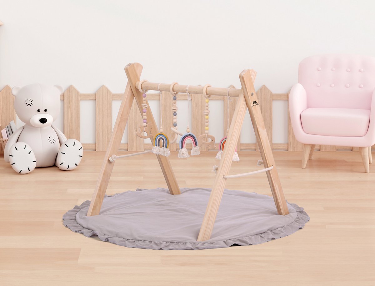 Novéy - Babygym Hout - baby speelgoed Kraamcadeau - Veilig, Stevig en