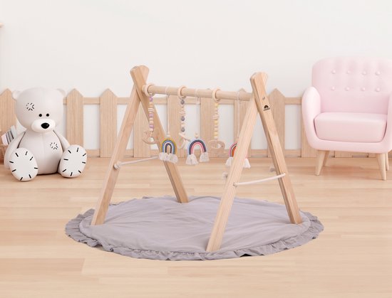 Babygym incl. 5 afneembare kinderspeelgoed - houten Speelboog Baby - Stevige constructie van Calitri — afbeelding 4