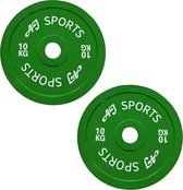 AJ- Sports Poids 10 kg - 2 Pièces - Disque de poids 50 mm - Jeu de poids - Haltères - Jeu d'haltères - Haltères - Banc de musculation - Fitness - Musculation