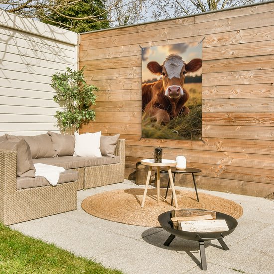Affiche de jardin vache - Animaux de Décoration de jardin - 60x90 cm - Décoration murale pour l'extérieur - Décoration de clôture - Affiche extérieure vaches - Toile de clôture - Toiles de jardin - Toile de Jardin - Affiche de balcon