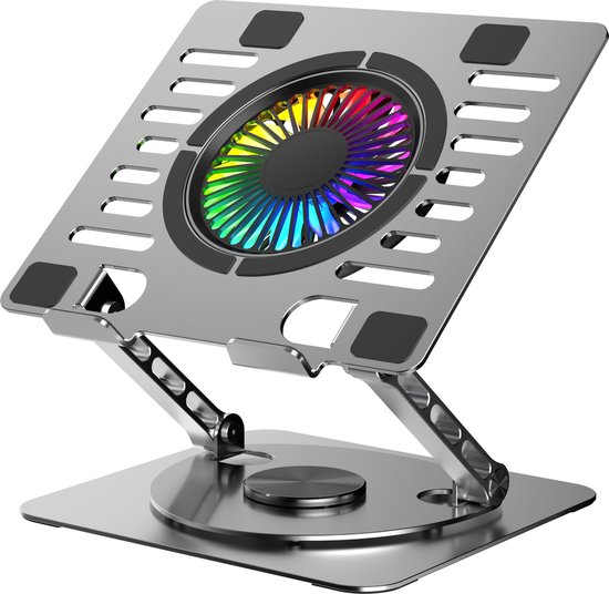 Foto: N rdic lh 577 laptop standaard met ventilator rgb notebook draaibaar 2x usb a aluminium