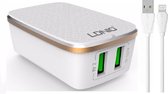 LDNIO - A2204 - 2 prises - Chargeur rapide - USB 2,4A - Chargeur avec Convient pour : Câble USB Lightning - Convient pour : Apple iPhone - X / Xs / Xs Max / 11 / 12 Pro / 12 Pro Max / 13 / 13 Pro / 13 Pro Max / 14 / 14 Pro / 14 Pro Max