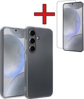 Hoesje Geschikt voor Samsung S24 Hoesje Siliconen Case Hoes Met Screenprotector - Hoes Geschikt voor Samsung Galaxy S24 Hoes Cover Case - Transparant
