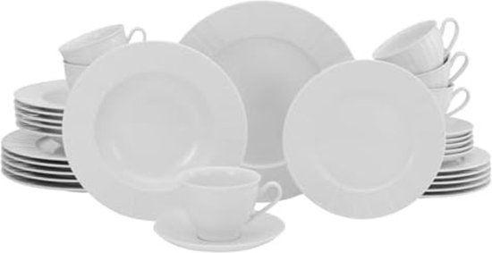CreaTable, 24324, serie Maria Theresia Platina, 30-delige serviesset voor 6 personen, combiservies van porselein, Made in Europe