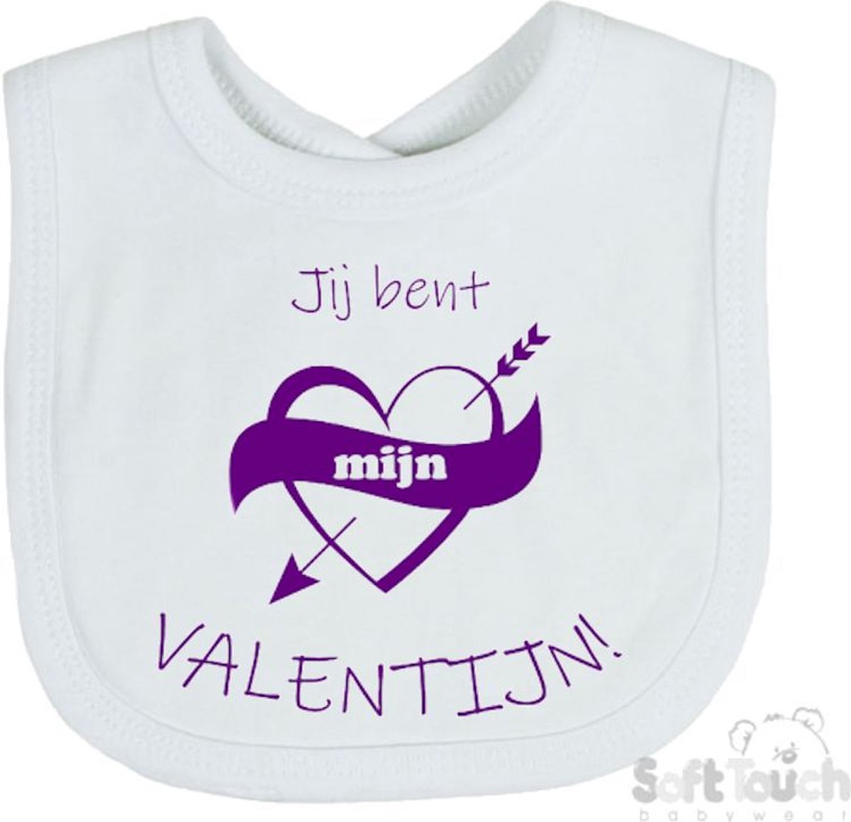 Goedkoopste Soft Touch Slabber Slabbetje Slab Jij bent mijn valentijn! Unisex Katoen Wit/paars Maat 33x22 Cm