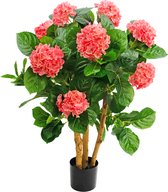Greenmoods Kunstplanten - Kunstplant - Hortensia - Zijde - Roze - 85 cm
