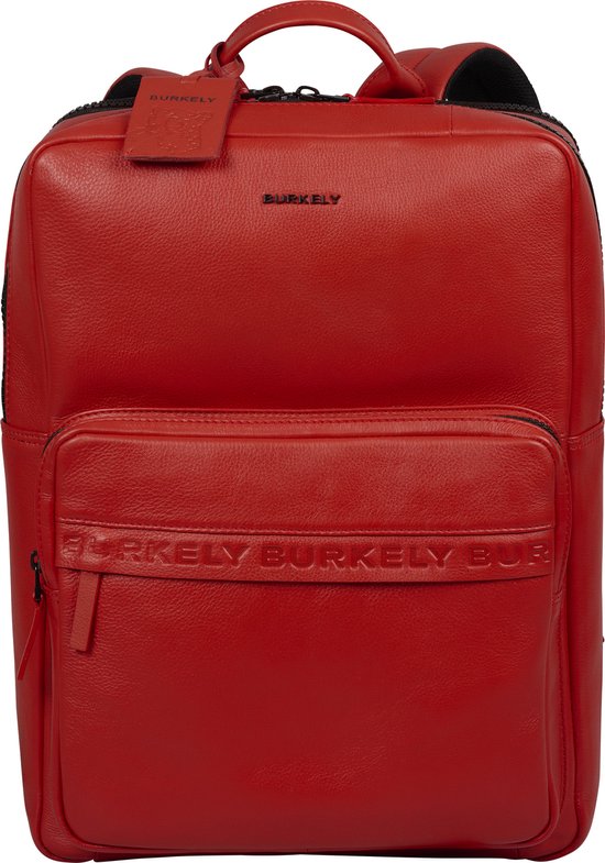 BURKELY Minimal Mason Sac à dos unisexe - Compartiment pour ordinateur portable 15,6 pouces - Rouge