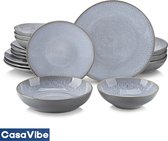CasaVibe Luxe Serviesset – 16 delig – 4 persoons – Porselein - Bordenset – Dinner platen – Dessertborden - Kommen - Soepbord - Set