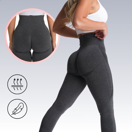 RENALUX - Sportlegging Dames High Waist Squat Proof - Sportleggings - Yoga Sport Legging Meisjes - Sportbroek Dames - Sportkleding Dames - Hardloopbroek - Push Up Tiktok Legging - Shapewear - Zwart M