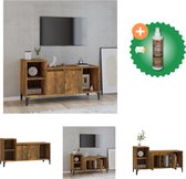 vidaXL Tv-meubel 100x35x55 cm bewerkt hout gerookt eikenkleurig - Kast - Inclusief Houtreiniger en verfrisser