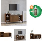 vidaXL Tv-meubel 100x35x55 cm bewerkt hout bruineikenkleurig - Kast - Inclusief Houtreiniger en verfrisser