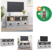 vidaXL Tv-meubel 100x35x50 cm bewerkt hout grijs sonoma eikenkleurig - Kast - Inclusief Houtreiniger en verfrisser