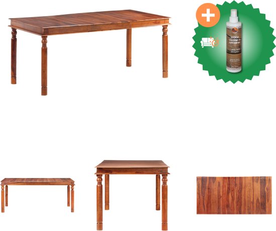 vidaXL Table à manger 180x90x76 cm Bois de Sesham massif - Table - Comprend un nettoyant et un assainisseur pour bois