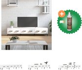vidaXL Tv-meubel 150x36x30 cm bewerkt hout wit - Kast - Inclusief Houtreiniger en verfrisser