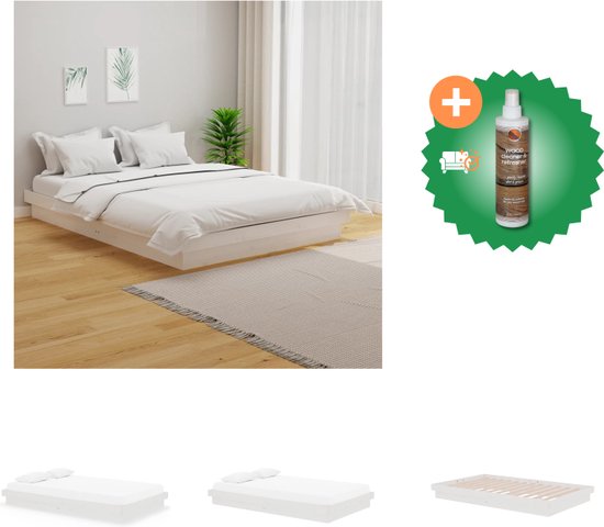 vidaXL Bedframe massief hout wit 120x200 cm - Bed - Inclusief Houtreiniger en verfrisser