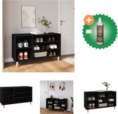 vidaXL Schoenenkast 102x36x60 cm bewerkt hout zwart - Schoenenkast - Inclusief Houtreiniger en verfrisser