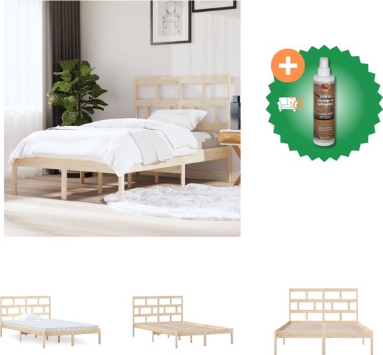 vidaXL Bedframe massief grenenhout 120x200 cm - Bed - Inclusief Houtreiniger en verfrisser