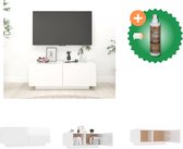 vidaXL Tv-meubel 100x35x40 cm spaanplaat hoogglans wit - Kast - Inclusief Houtreiniger en verfrisser