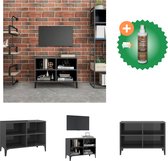 vidaXL Tv-meubel met metalen poten 69-5x30x50 cm hoogglans grijs - Kast - Inclusief Houtreiniger en verfrisser