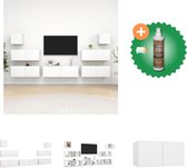 vidaXL 7-delige Tv-meubelset spaanplaat wit - Kast - Inclusief Houtreiniger en verfrisser