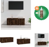 vidaXL Tv-meubel 80x34x30 cm bewerkt hout gerookt eikenkleurig - Kast - Inclusief Houtreiniger en verfrisser