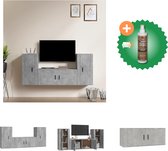 vidaXL 3-delige Tv-meubelset bewerkt hout betongrijs - Kast - Inclusief Houtreiniger en verfrisser